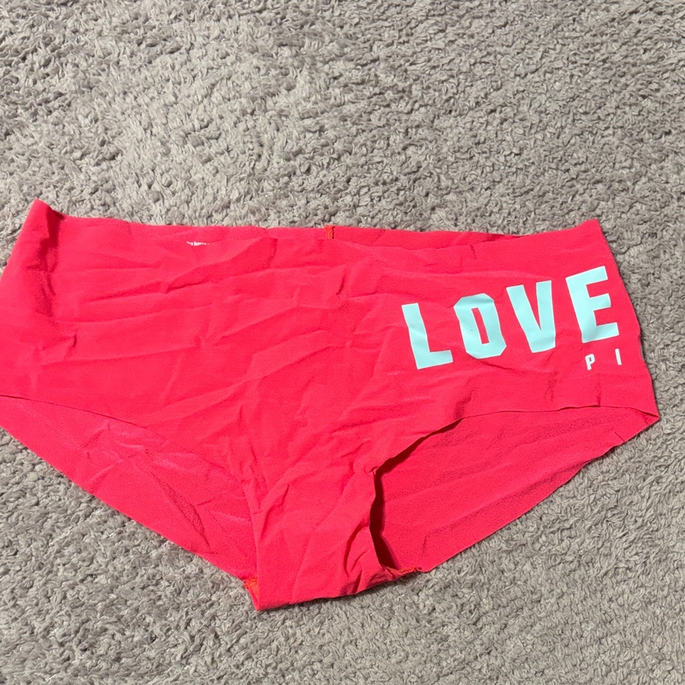 PINK Victoria's Secret pink low rise hipsters with White Logo